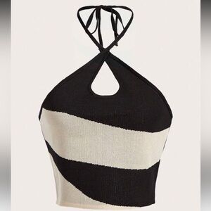 SHEIN Backless Halter Knit Top